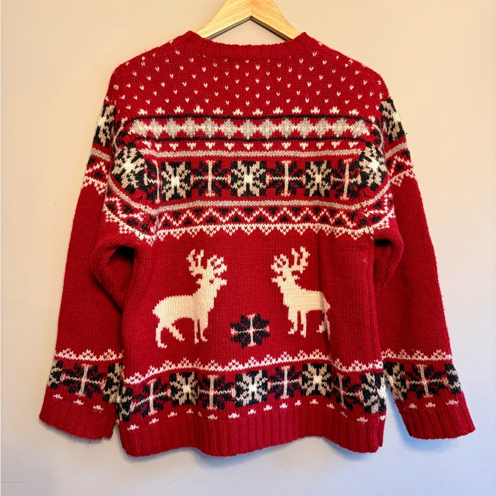 Woolrich Vintage 100% Wool Deer Christmas Holiday Ski Sweater Knit Scandi Girl - Picture 3 of 5